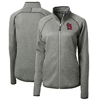 Veste pull-over zippée en tricot gris chiné pour femme Cutter & Buck des Cardinals de Saint-Louis