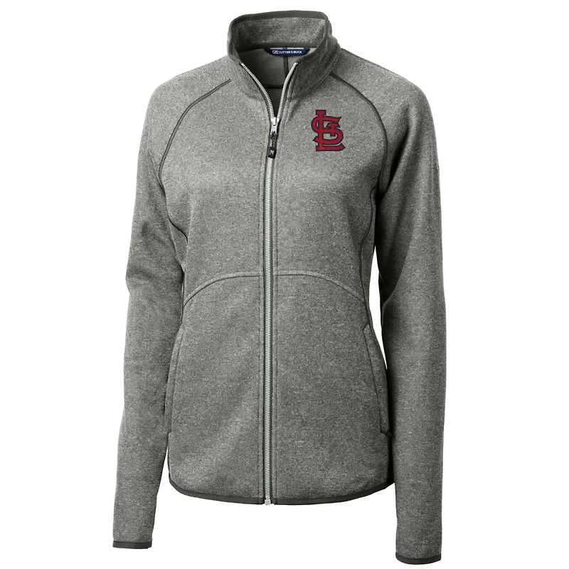 Veste pull-over zippée en tricot gris chiné pour femme Cutter & Buck des Cardinals de Saint-Louis