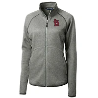 Veste pull-over zippée en tricot gris chiné pour femme Cutter & Buck des Cardinals de Saint-Louis