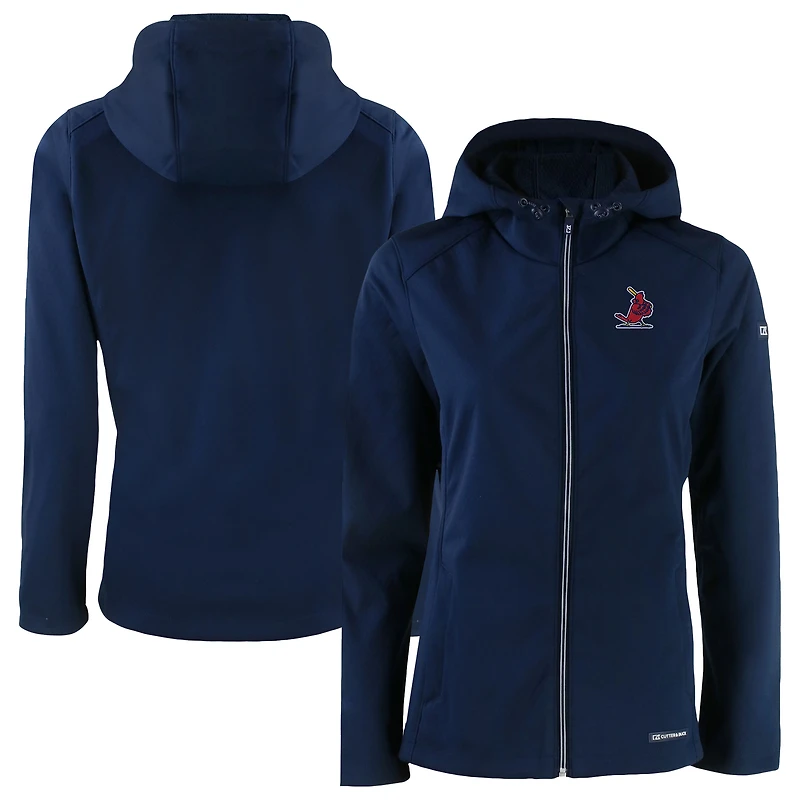 Women's Cutter & Buck Navy St. Louis Cardinals Cooperstown Collection Evoke Eco Softshell Recycled Full-Zip Jacket
