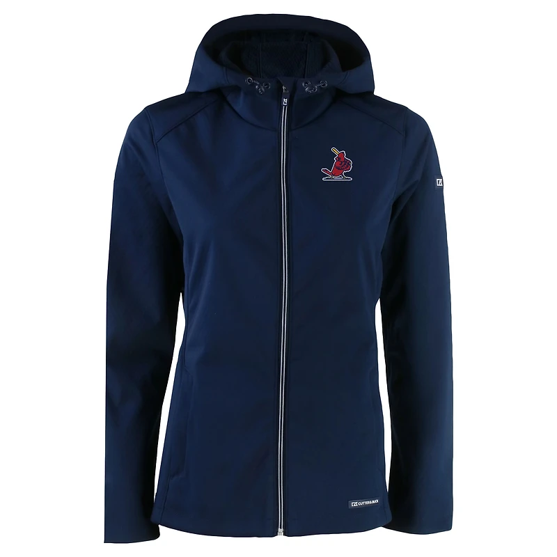 Women's Cutter & Buck Navy St. Louis Cardinals Cooperstown Collection Evoke Eco Softshell Recycled Full-Zip Jacket