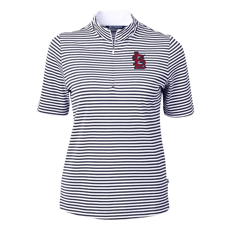 Women's Cutter & Buck  Navy St. Louis Cardinals Virtue Eco Pique Stripe Top