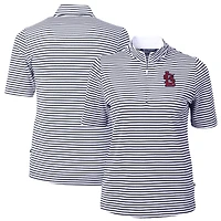 Women's Cutter & Buck  Navy St. Louis Cardinals Virtue Eco Pique Stripe Top