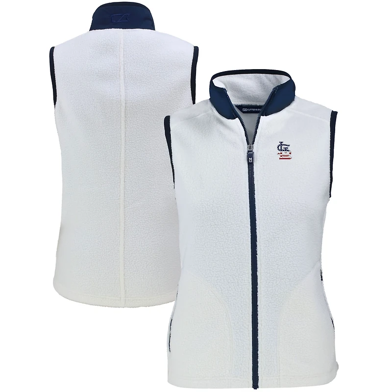 Women's Cutter & Buck Oatmeal St. Louis Cardinals Cascade Eco Sherpa Fleece Full-Zip Vest
