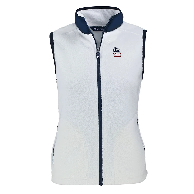 Gilet zippé en polaire Sherpa écologique Cascade pour femme Cutter & Buck Oatmeal des Cardinals de St. Louis