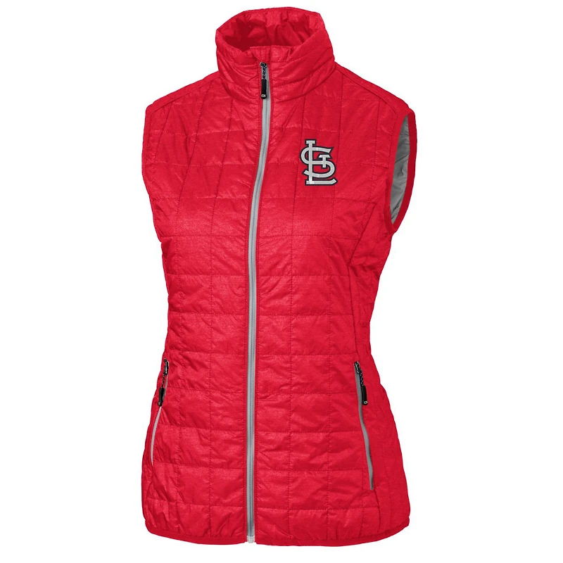 Gilet matelassé entièrement zippé Rainier PrimaLoft Eco pour femme, rouge, Cutter & Buck, Cardinals de Saint-Louis