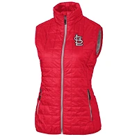 Gilet matelassé entièrement zippé Rainier PrimaLoft Eco pour femme, rouge, Cutter & Buck, Cardinals de Saint-Louis