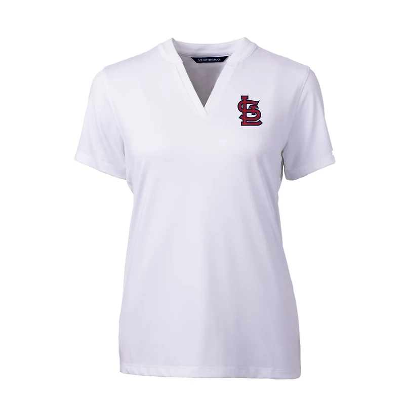 Women's Cutter & Buck White St. Louis Cardinals DryTec Forge Stretch V-Neck Blade Top