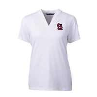 Women's Cutter & Buck White St. Louis Cardinals DryTec Forge Stretch V-Neck Blade Top
