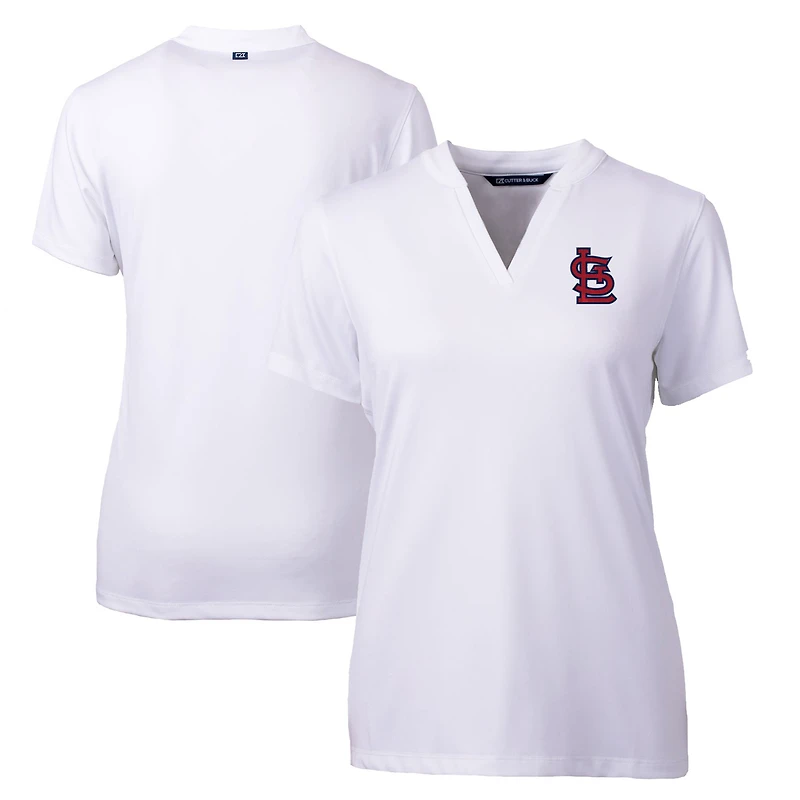 Women's Cutter & Buck White St. Louis Cardinals DryTec Forge Stretch V-Neck Blade Top