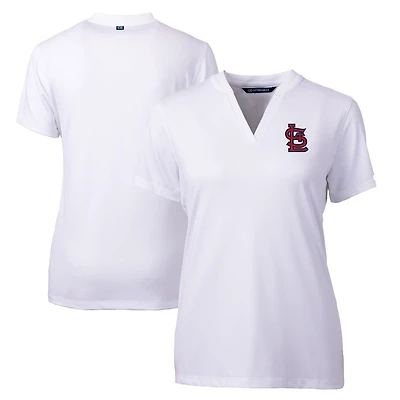 Women's Cutter & Buck White St. Louis Cardinals DryTec Forge Stretch V-Neck Blade Top