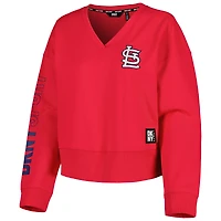 Sweat-shirt à encolure en V rouge DKNY Sport Cardinals de Saint-Louis Lily pour femme
