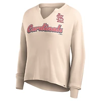 T-shirt à manches longues et col cranté Fanatics Cream St. Louis Cardinals Go For It pour femmes