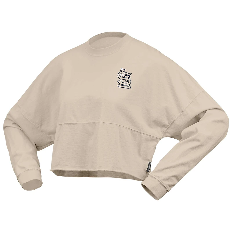 Women's Fanatics Cream St. Louis Cardinals Long Sleeve Cropped Jersey T-Shirt
