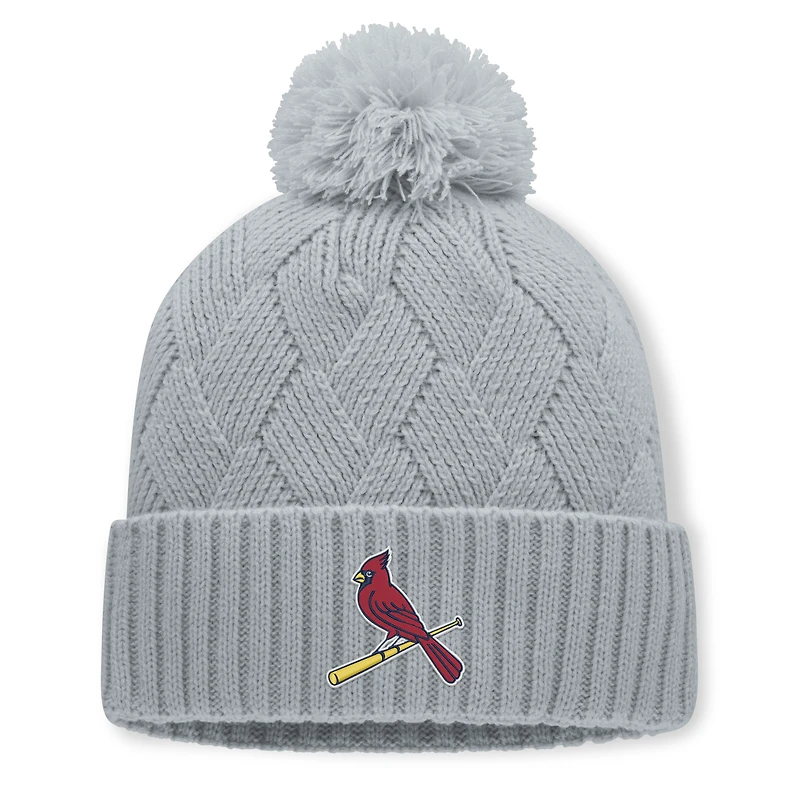 Women's Fanatics Gray St. Louis Cardinals Shifted Knit Hat with Pom
