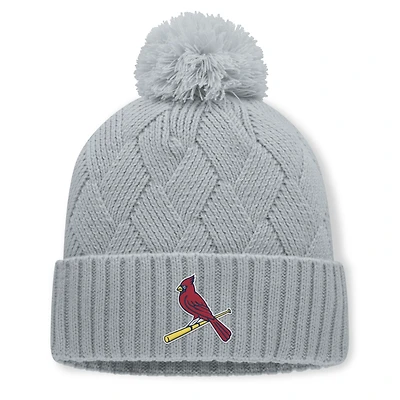Women's Fanatics Gray St. Louis Cardinals Shifted Knit Hat with Pom