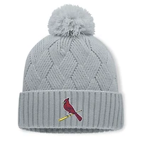 Women's Fanatics Gray St. Louis Cardinals Shifted Knit Hat with Pom