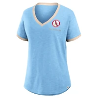 T-shirt à col en V bleu clair Fanatics pour femme St. Louis Cardinals Binge Worthy Stadium Slub