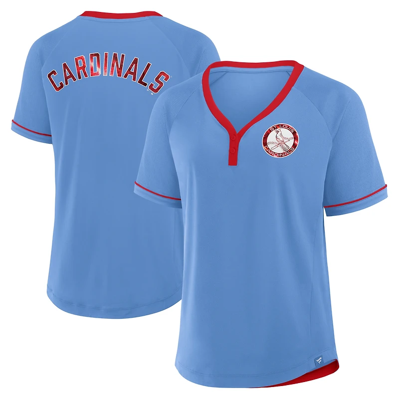 T-shirt à col en V bleu clair Fanatics pour femme St. Louis Cardinals Cooperstown Collection League Diva