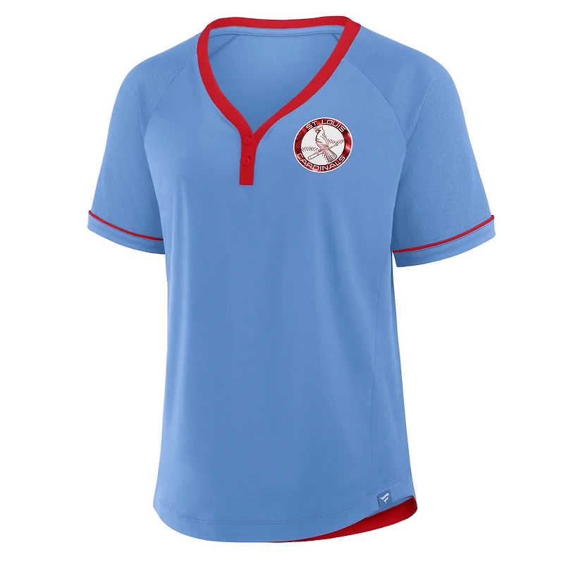 Women's Fanatics Light Blue St. Louis Cardinals Cooperstown Collection League Diva V-Neck T-Shirt