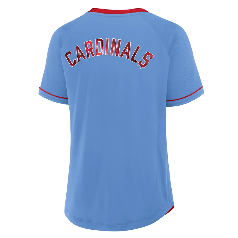 Women's Fanatics Light Blue St. Louis Cardinals Cooperstown Collection League Diva V-Neck T-Shirt