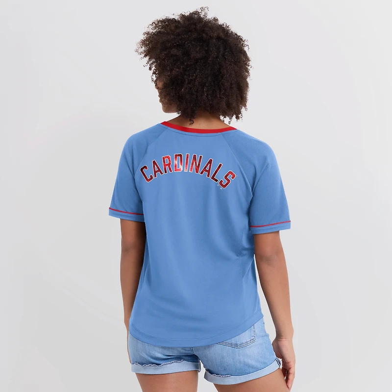 T-shirt à col en V bleu clair Fanatics pour femme St. Louis Cardinals Cooperstown Collection League Diva