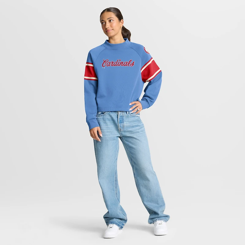 Sweat-shirt surdimensionné bleu clair Fanatics pour femme, motif raglan, torsadé des Cardinals de Saint-Louis