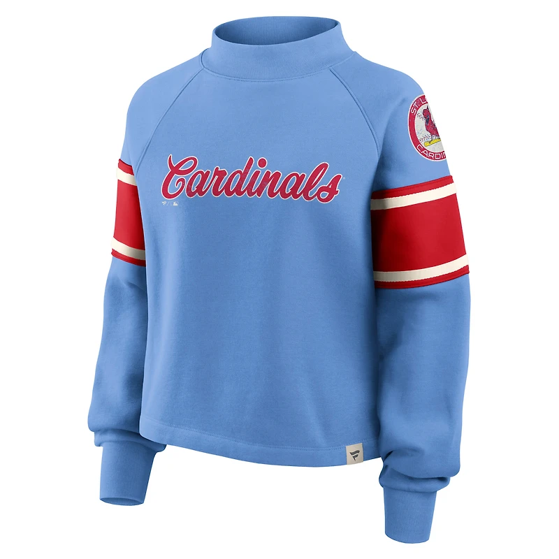 Sweat-shirt surdimensionné bleu clair Fanatics pour femme, motif raglan, torsadé des Cardinals de Saint-Louis