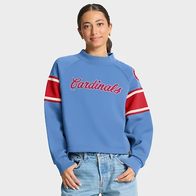 Sweat-shirt surdimensionné bleu clair Fanatics pour femme, motif raglan, torsadé des Cardinals de Saint-Louis