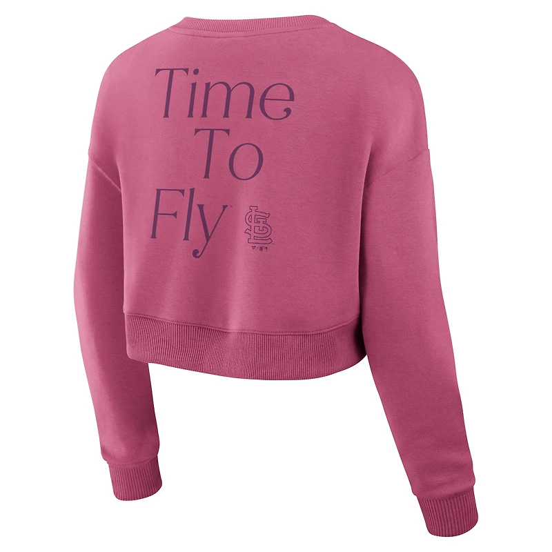 Women's Fanatics Pink St. Louis Cardinals Studio Cropped Pullover Sweatshirt