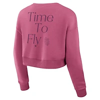 Women's Fanatics Pink St. Louis Cardinals Studio Cropped Pullover Sweatshirt