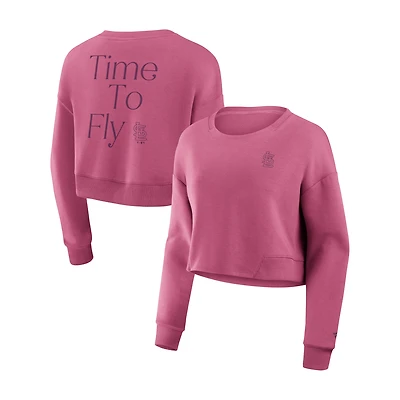 Women's Fanatics Pink St. Louis Cardinals Studio Cropped Pullover Sweatshirt