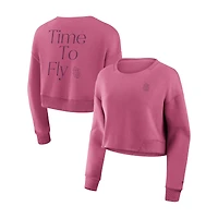 Women's Fanatics Pink St. Louis Cardinals Studio Cropped Pullover Sweatshirt