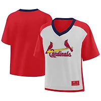 Women's Fanatics Red/Graphite St. Louis Cardinals Oversized Race To Win V-Neck T-Shirt
