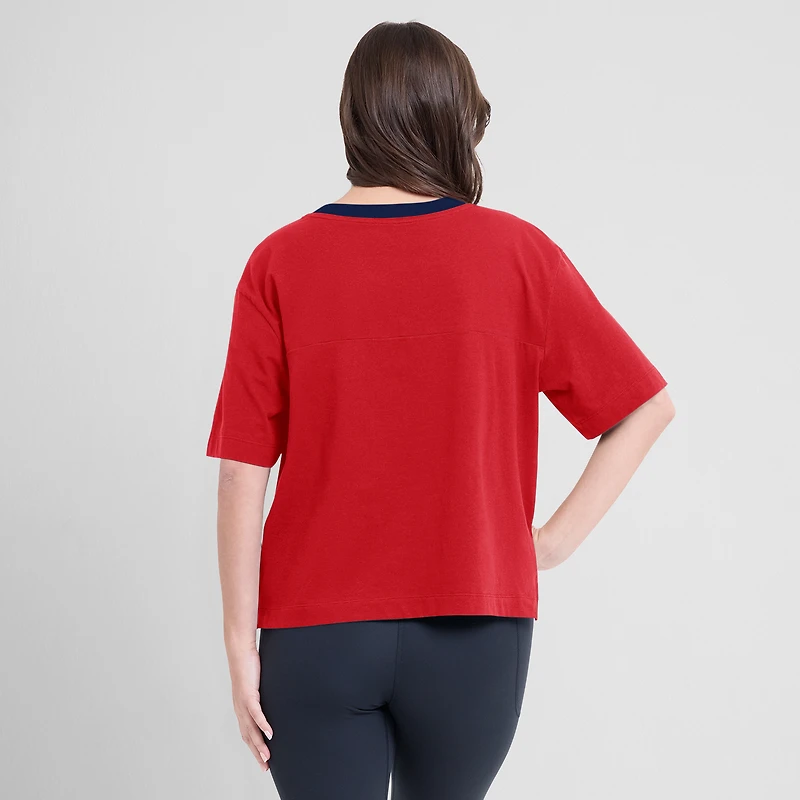 Women's Fanatics Red/Graphite St. Louis Cardinals Oversized Race To Win V-Neck T-Shirt