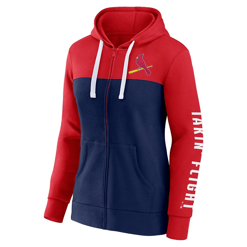 Women's Fanatics Red/Navy St. Louis Cardinals Take The Field Colorblocked Hoodie Full-Zip Jacket