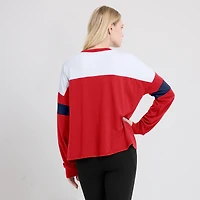 Women's Fanatics Red/White St. Louis Cardinals Even Match Lace-Up Long Sleeve V-Neck T-Shirt