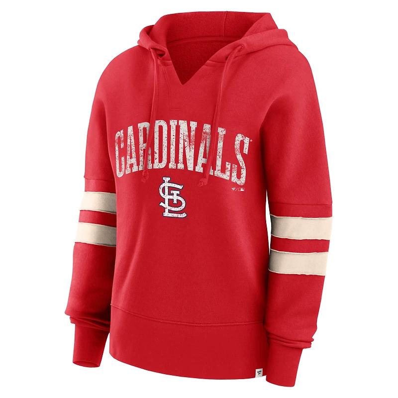 Women's Fanatics Red St. Louis Cardinals Bold Move Notch Neck High Hip Hoodie