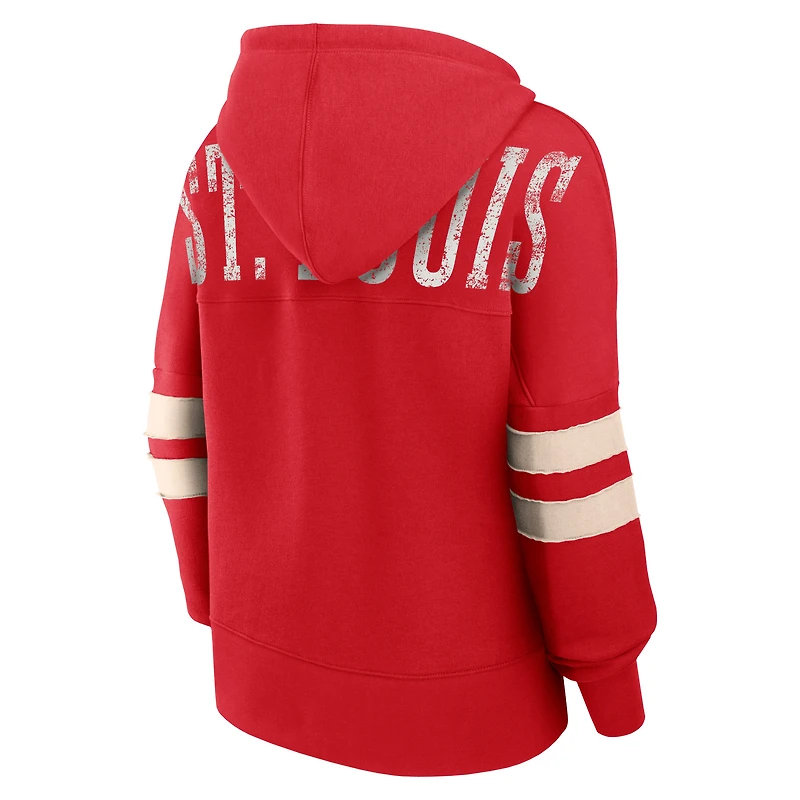 Women's Fanatics Red St. Louis Cardinals Bold Move Notch Neck High Hip Hoodie