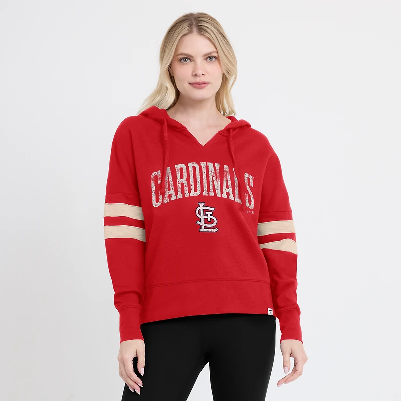 Women's Fanatics Red St. Louis Cardinals Bold Move Notch Neck High Hip Hoodie
