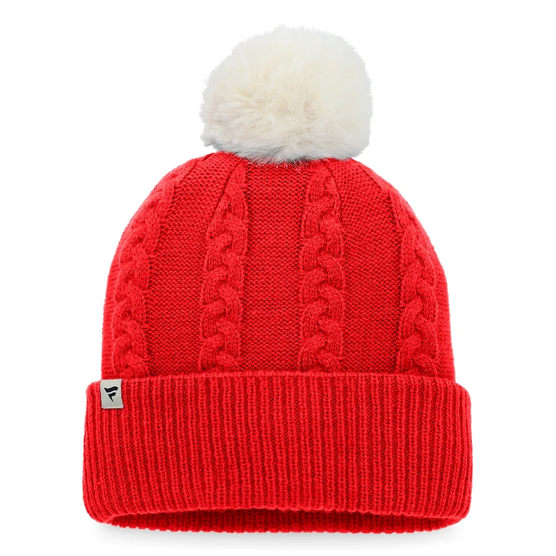 Bonnet en tricot à revers torsadé Fanatics rouges St. Louis Cardinals pour femmes avec pompon