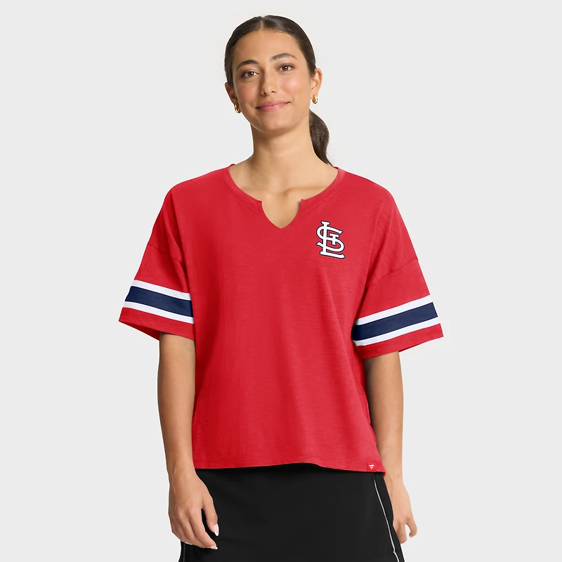 Women's Fanatics Red St. Louis Cardinals Curl Route T-Shirt
