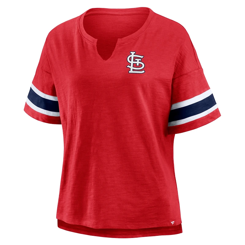 T-shirt rouge Fanatics pour femme, motif Curl Route des Cardinals de Saint-Louis