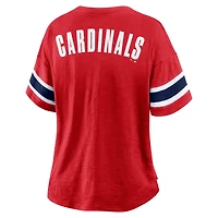 T-shirt rouge Fanatics pour femme, motif Curl Route des Cardinals de Saint-Louis