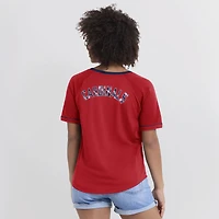 T-shirt à col en V raglan rouge pour femme avec logo Diva Star de la Ligue des Cardinals St. Louis