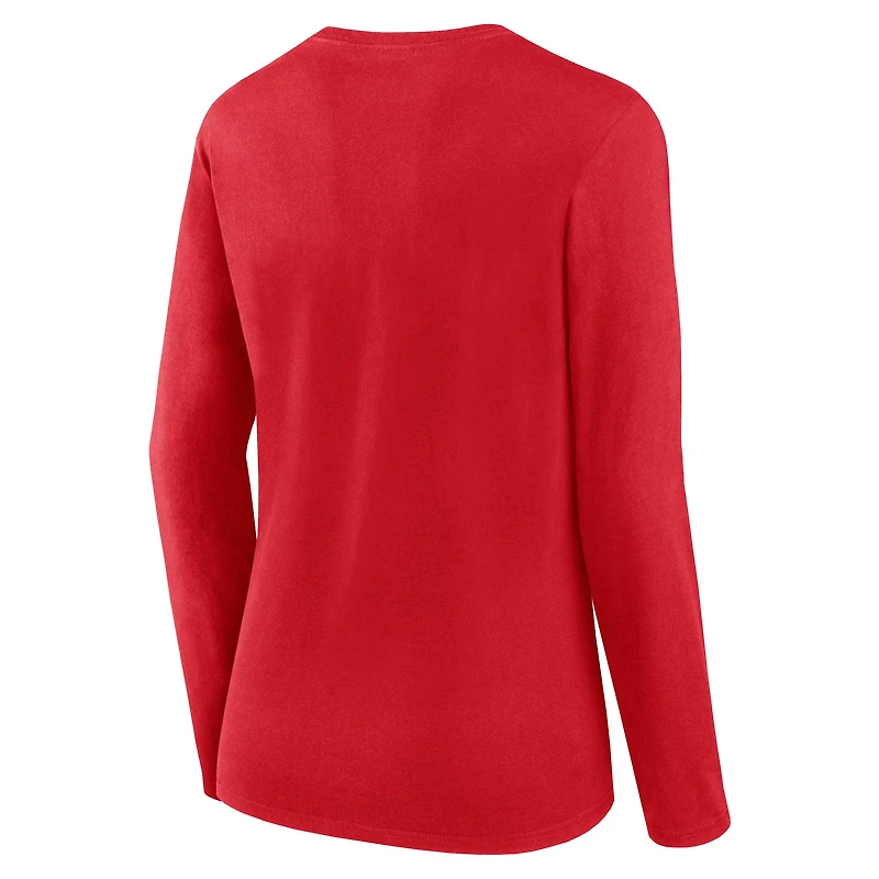 Ensemble t-shirt à manches longues et bonnet en tricot revers avec pompon Fanatics Red St. Louis Cardinals pour femmes Run The Bases