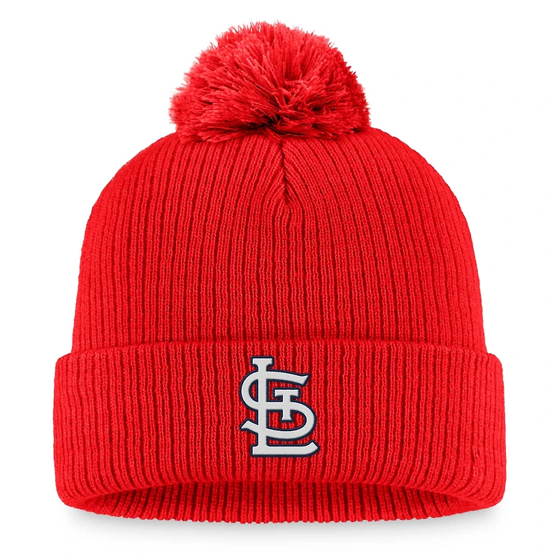 Ensemble t-shirt à manches longues et bonnet en tricot revers avec pompon Fanatics Red St. Louis Cardinals pour femmes Run The Bases