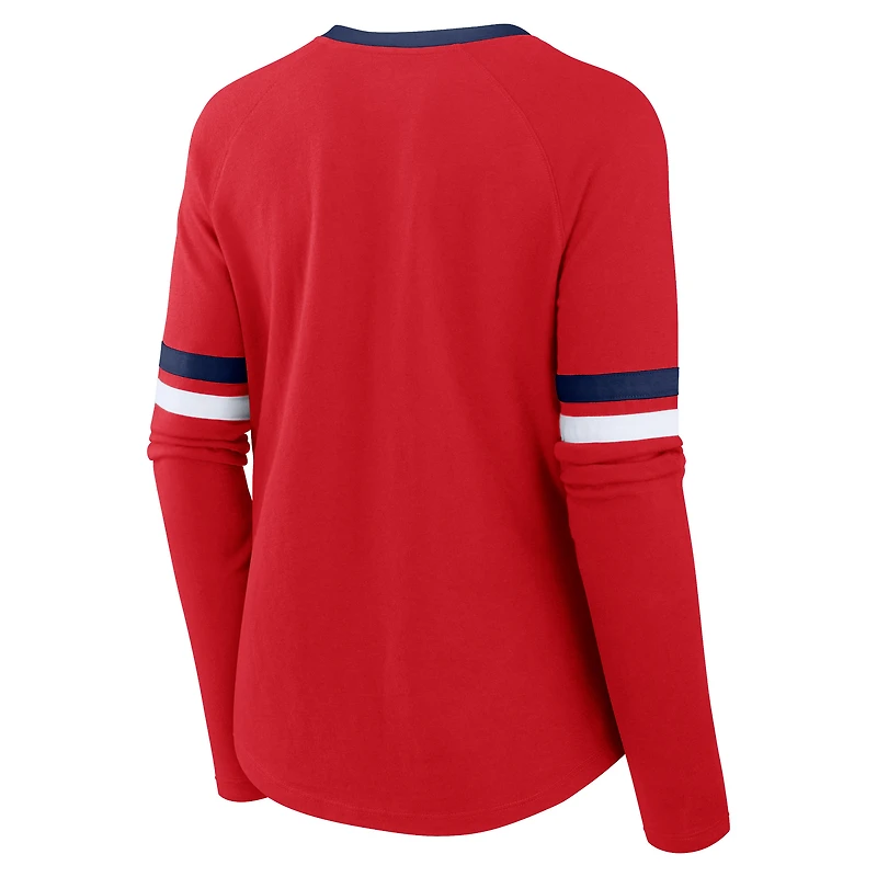 T-shirt à manches longues et lacets raglan rouge pour femme Fanatics St. Louis Cardinals Won & Done