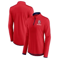 Veste à col zippé rouge Fanatics pour femmes, modèle « Worth The Drive » des Cardinals de Saint-Louis.