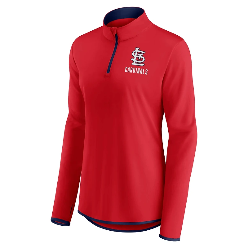 Veste à col zippé rouge Fanatics pour femmes, modèle « Worth The Drive » des Cardinals de Saint-Louis.